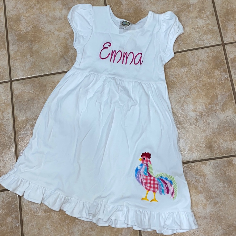 Personalized “Emma” Chicken Dress — worn maybe twice. Girls Size 8 in ARB Blanks